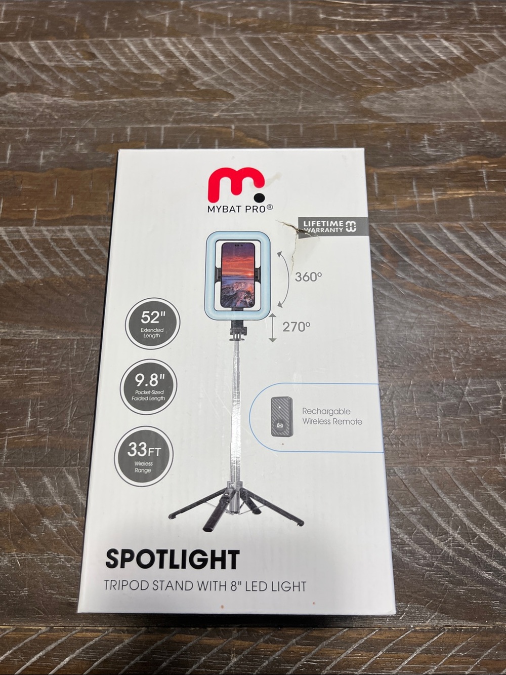 MYBAT PRO Spotlight Tripod Stand with 8" LED Light